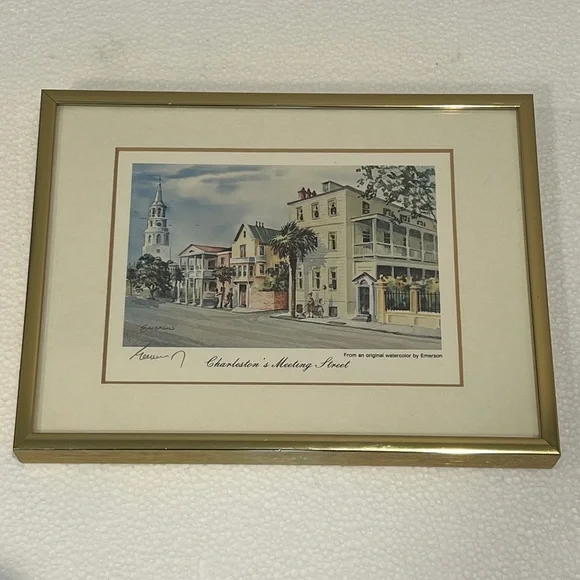 Lithograph signed by Artist Emerson “Charleston’s Meeting Street”  6 X 8 framed - Picture 10 of 14